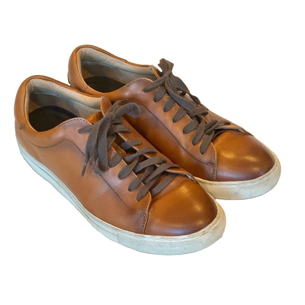ZeroGrand Adriano Leather Sneakers Men's 10D Cognac Brown Lace Up Casual Shoes